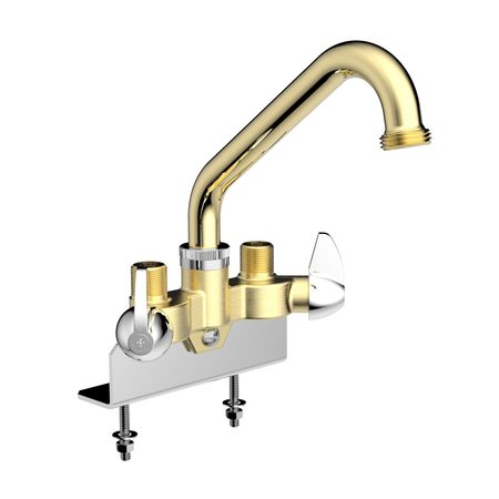 Keeney Mfg Wall Mount Two-Handle Utility Faucet, Polished Brass 7021L